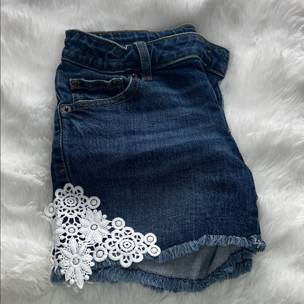NWOT, Cat & Jack Denim Shorts with Lace Trim